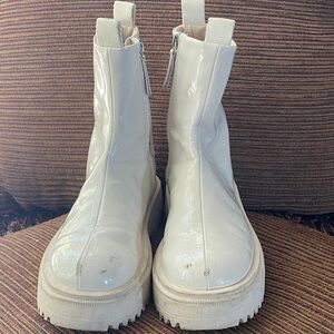 Zara Off-White Patent Ankle Boots